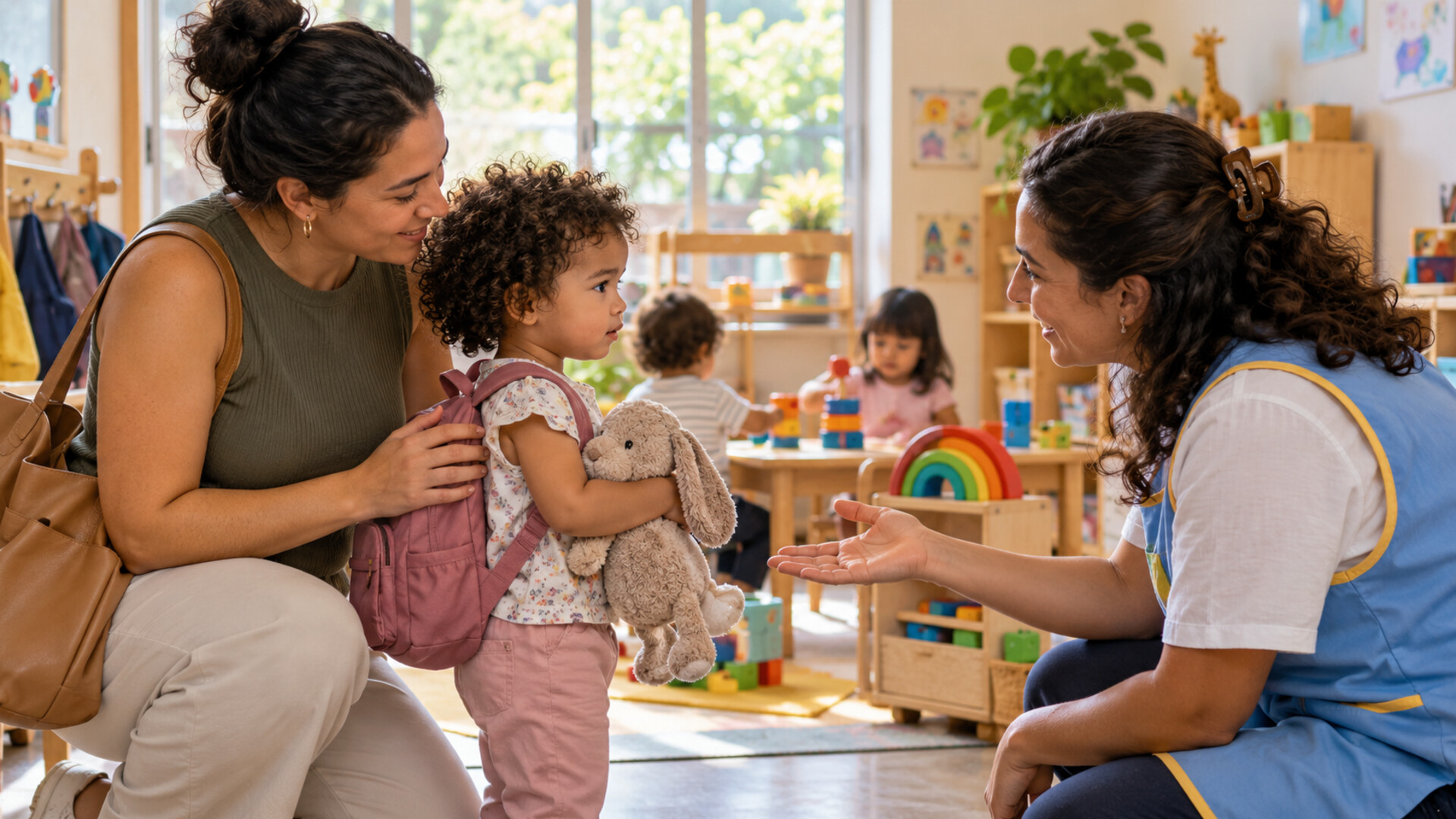 Ilustração gerada por IA: Adaptação à creche melhora com comunicação entre família e equipe