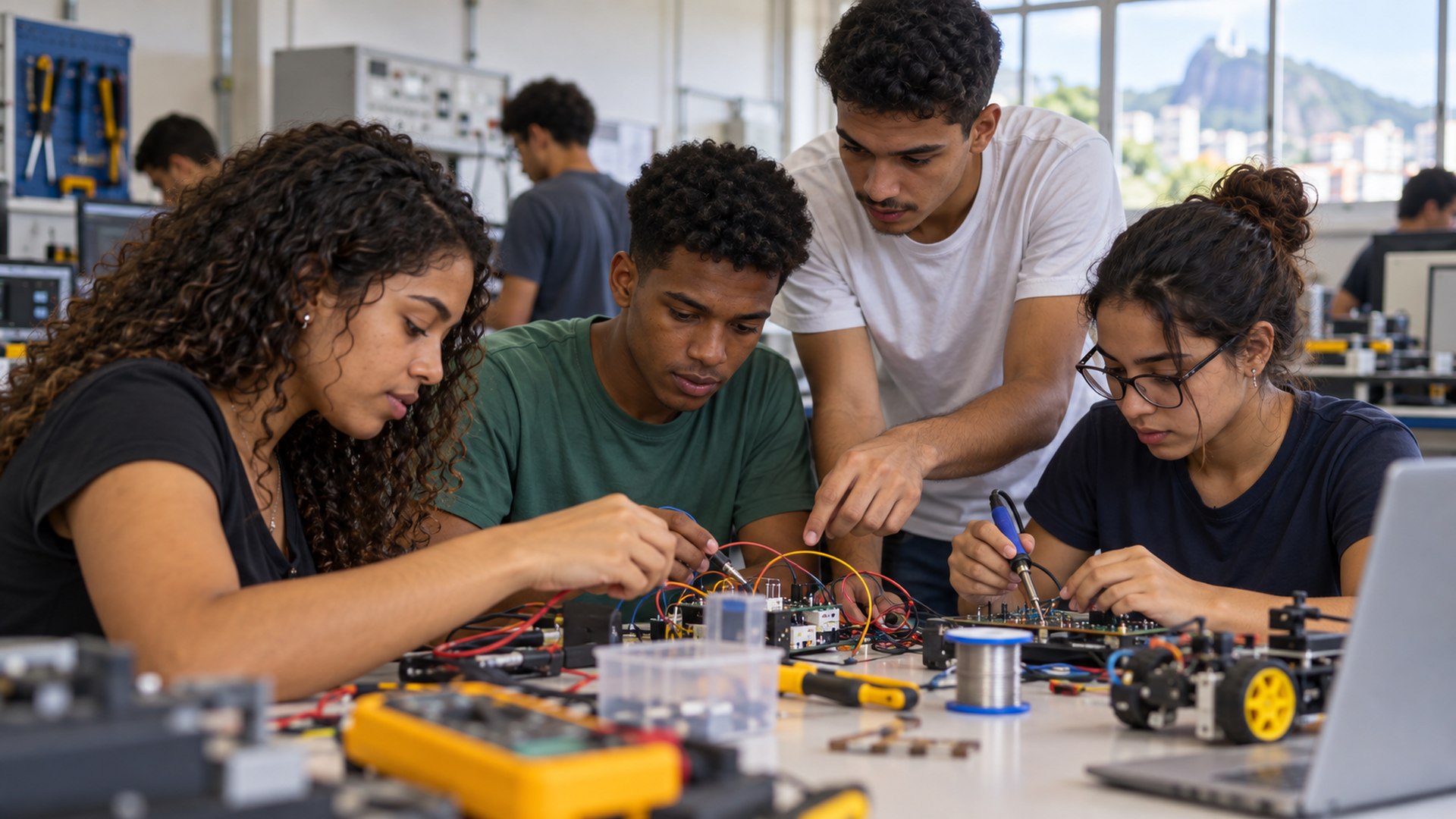 Estudantes desenvolvem projeto em laboratório de ensino técnico